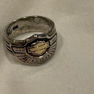 Harley-Davidson Women’s Silver and Gold Emblem Ring  7